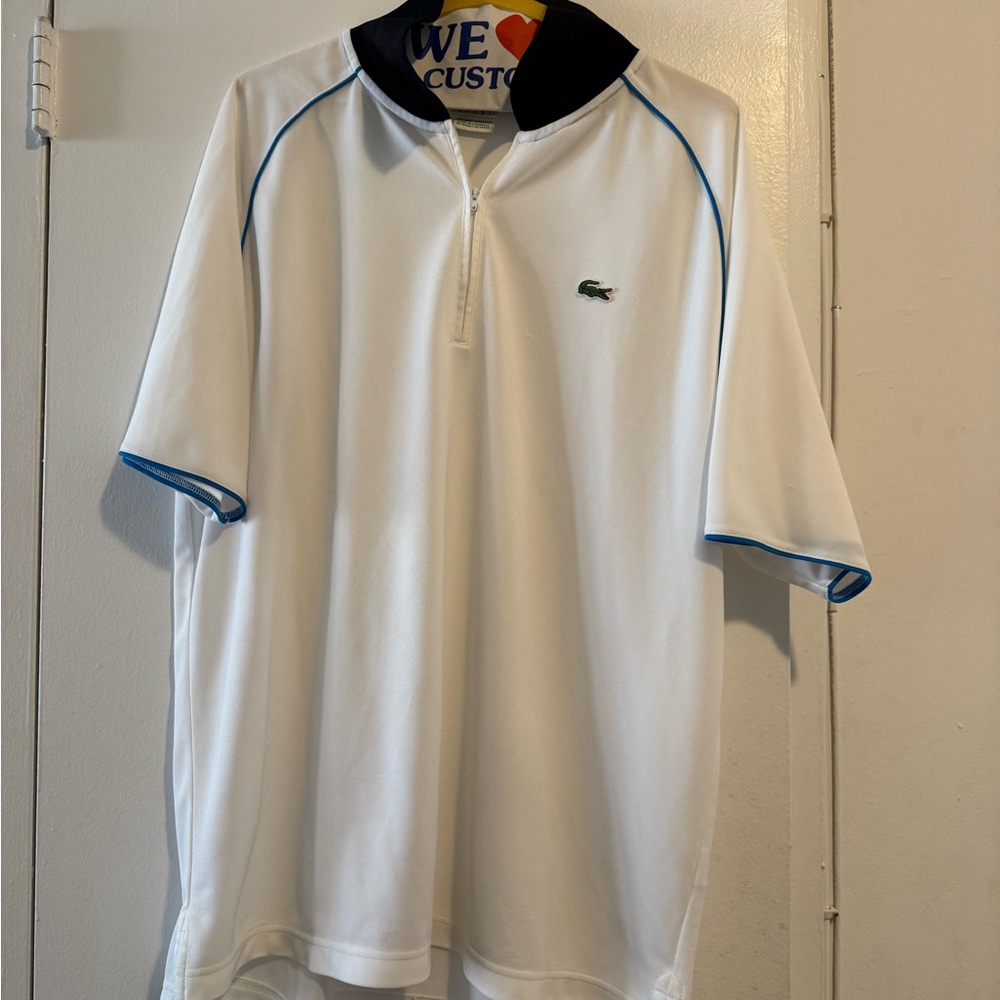 Lacoste Men's White and Black Polo Shirt